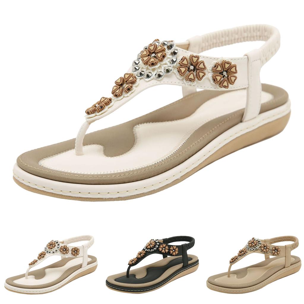 Casual Comfortable Sandals Womens Flowers Arch Support Sandal Summer Fashion Beach Walking Bohemian Flat Shoes For Woman Hot