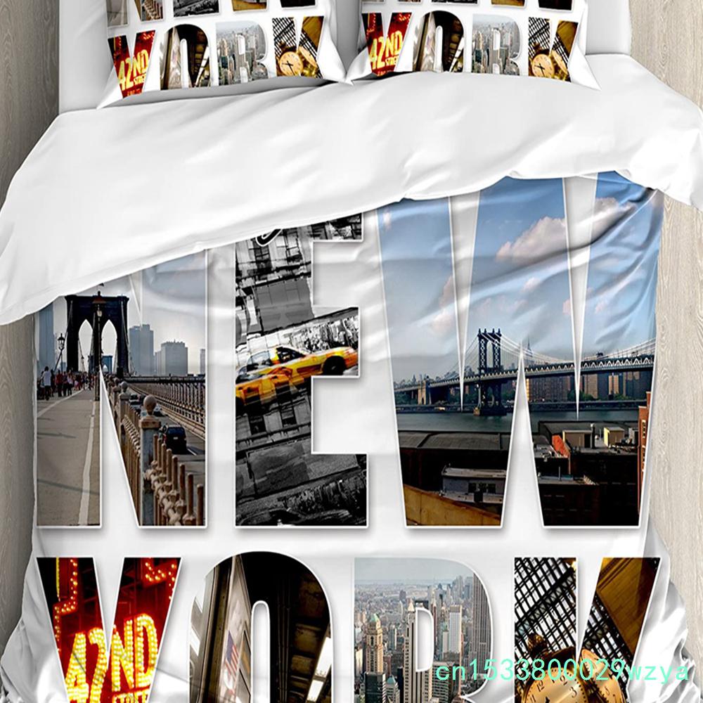 New York Sketch City Bettbezug Bett Bettwäsche Set Für Doppelbett Heimtextil Bettdeckenbezug Kissenbezüge Schlafzimmer Bettwäsche Set (Kein Blatt)