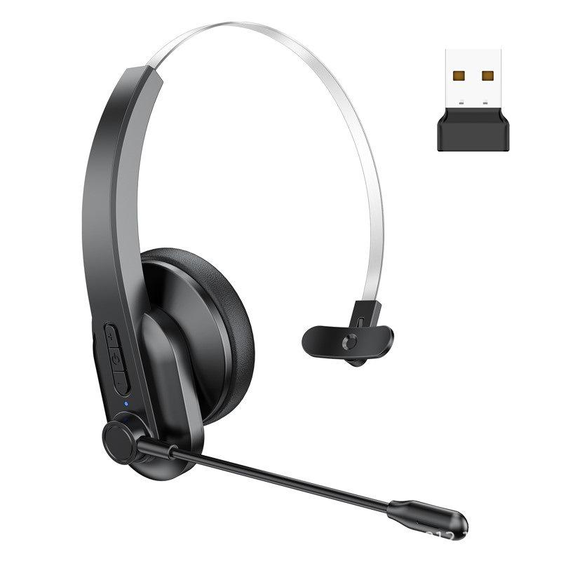 Dual Microphone Wireless Wired Call Center Headset with ENC Noise Reduction & One-Key Mute