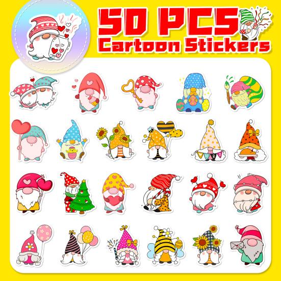 50 Stück Zwergenaufkleber Wasserdicht Selbstklebend Klarer Druck Cartoon Zwergenaufkleber für Laptops Skateboards Flasche
