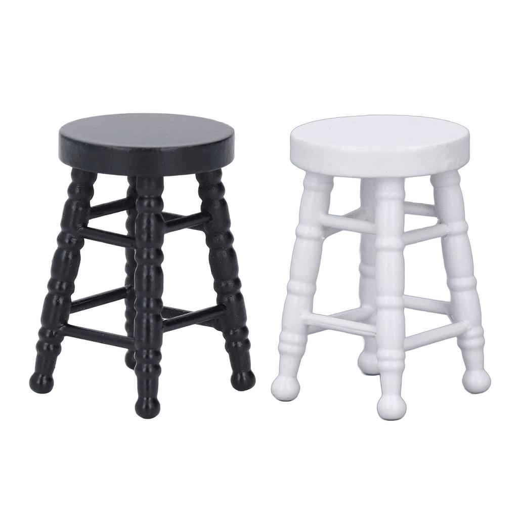 1:12 Scale Dollhouse Stool Chair Wooden Handcrafted Scene Ornament Model Miniature Round Stool Chair