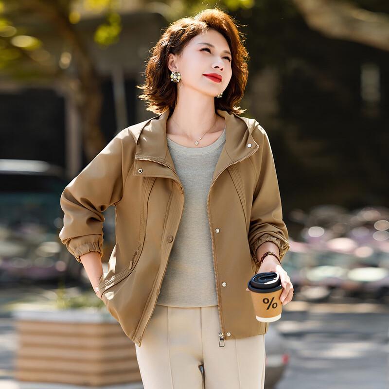 Jianhu Women s Casual Mid-Aged Spring/Fall Outerwear Jacket 4XL