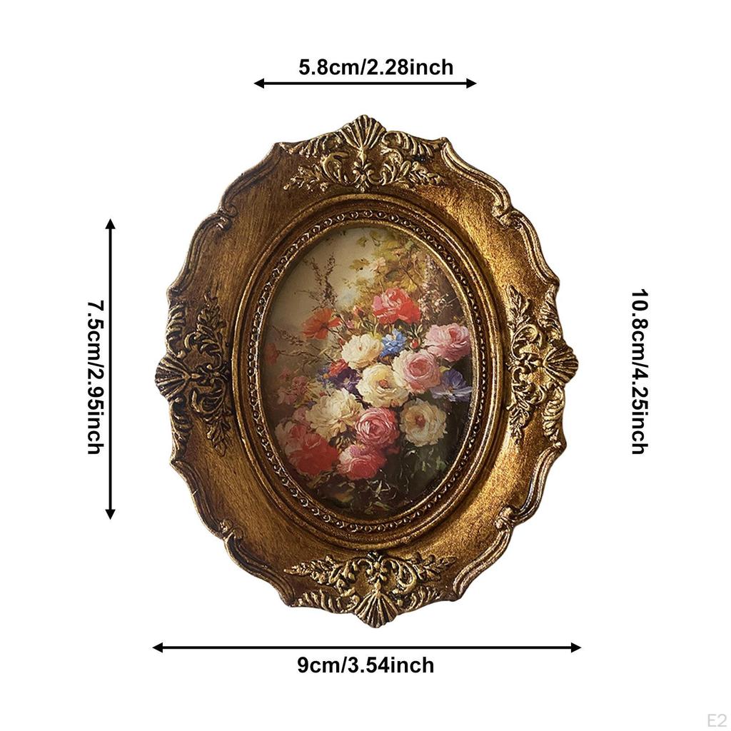 Vintage Photo Frame Gallery Art Decorative Elegant Resin Antique Oval Picture Holder