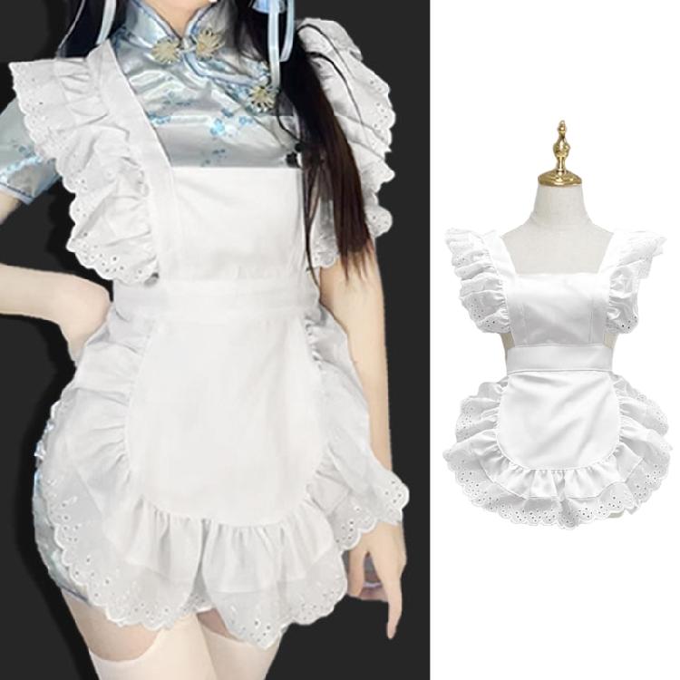 Costume Grembiule da Cameriera Grembiule da Cameriera Arricciato Regolabile per Halloween Cosplay Donna Grembiule da Cucina Grembiule da Cucina Grembiule da Servizio
