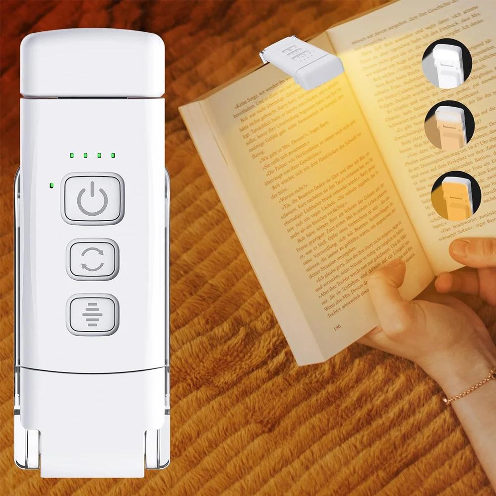 

HOMEFISH Book Light with Timer USB Rechargeable 3 Colors 5 Brightness Clip-on Reading Lamp Bookmark Night Light for Books білий