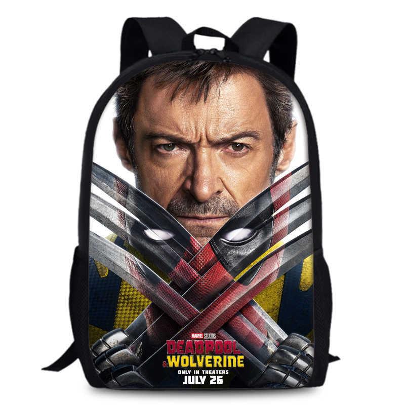 Deadpool And Wolverine Backpack Durable Oxford Fabric 15-inch Student Bag