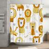 Whimsical Cartoon Lion Family Bath Shower Curtain Set Waterproof Decor
