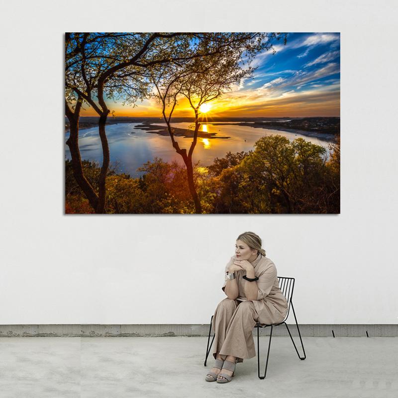 Natural Scenery Plakáty a obrazy na plátně Umělecké obrazy Olejomalby Západ slunce Krajina Obraz do obývacího pokoje Home Decor Bez rámu