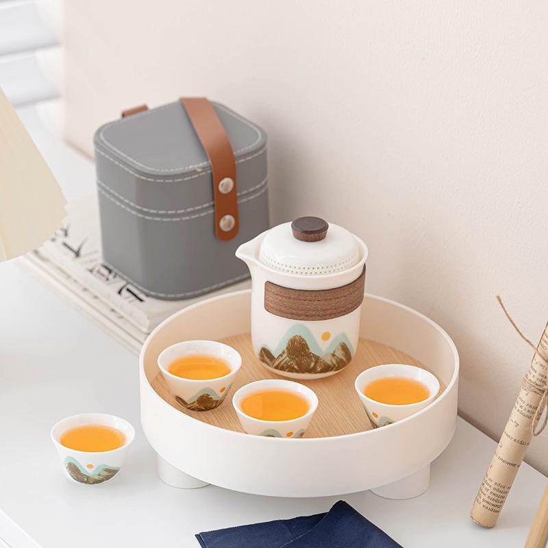 Travel Tea Set Small Set Portable Express Cup Outdoor Camping Kung Fu Tea Set Teapot Teacup Business Gift