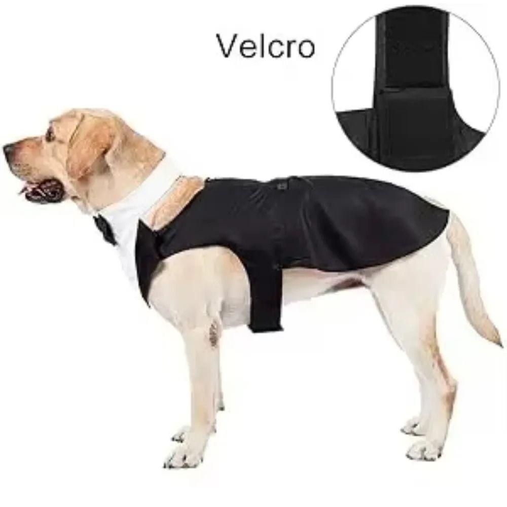 Detachable Design Dog Wedding Costume Black/Stripes Dog Formal Shirt Cosplay Use