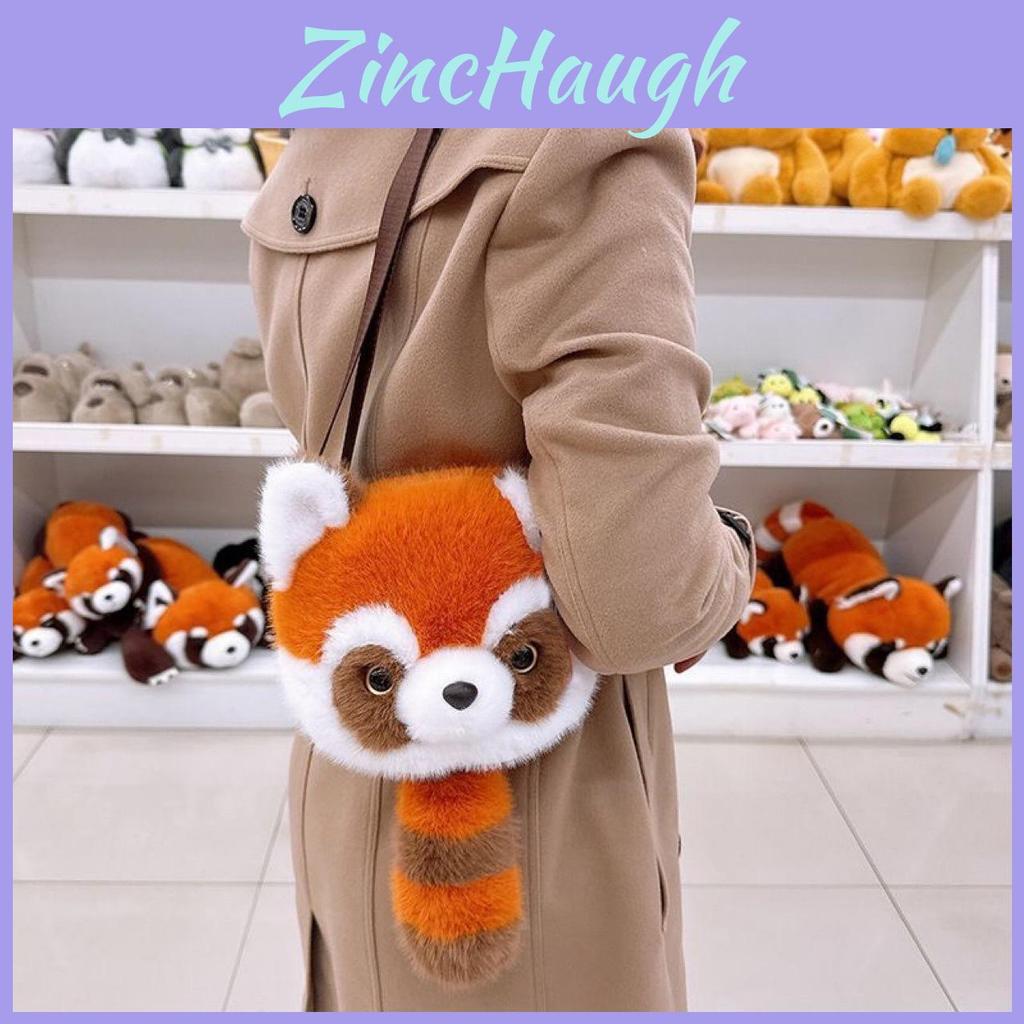 Ailurus Fulgens Cartoon Raccoon Kids Shoulder Bag With Plush Toy For Girls And Preschool Use