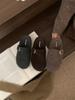 Inner Height Increase Gray Fluffy Shoes Women Wear New Thick-soled Birkenstocks with Velvet Bag Head and Half-drag Cotton Shoes In Autumn and Winter