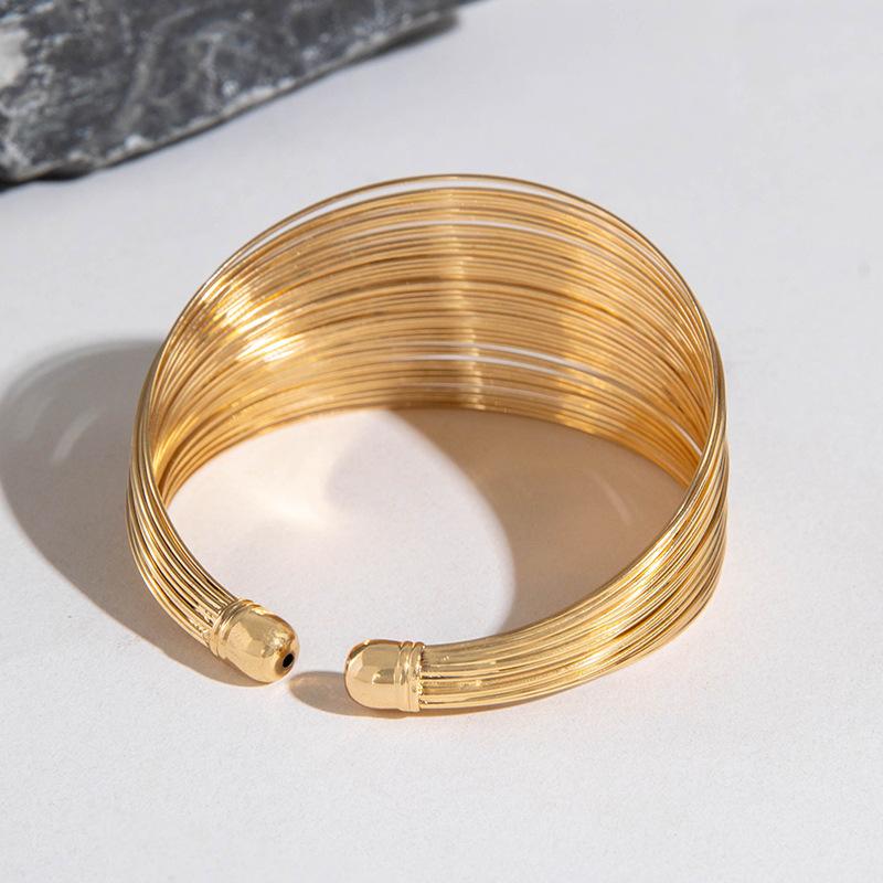 Multi-layer Metal Wire Smooth Surface Wide Version Open Bracelet Exaggerated Versatile Bracelet Women