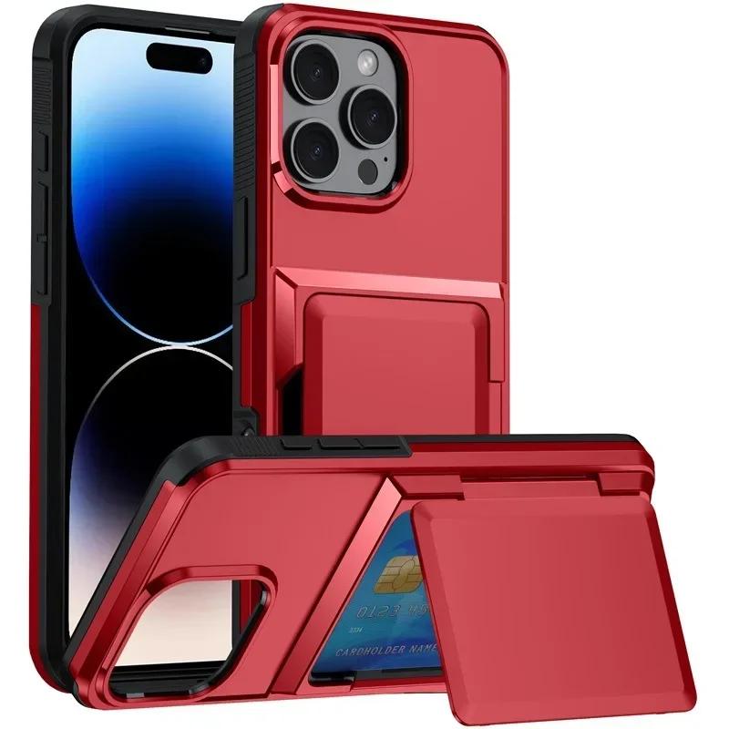 Für iPhone 16 SE 16 Pro Max 15 14 Plus 13 12 Pro Max Brieftaschenhülle mit verstecktem Kartenfachhalter Robuste schützende Handyhülle