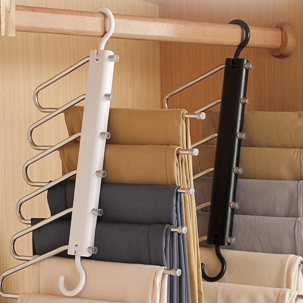 Hanging Hole Foldable Pants Hangers Stainless Steel Multifunctional Trouser Rack  Jeans