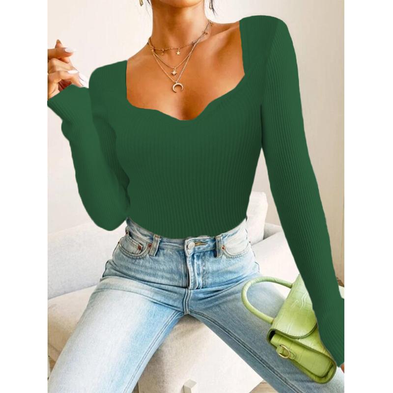 Women's Fashison Autumn Winter Basic Rib Knitted Sweaters Bottoming Warm Sweaters Long Sleeve Pullovers Solid Sweater Jumper Slim Tops