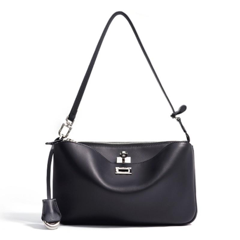 

Genuine Leather Women s Bag With A Simple High-end Feel Buckle Shoulder Fashionable Trendy Crossbody Handbag 25x8x15cm чёрный
