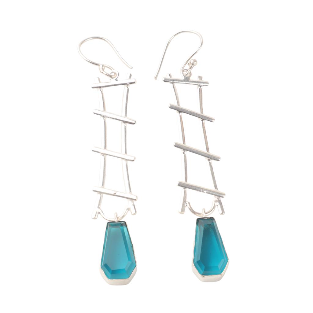 Apatite Gemstone 925 Sterling Silver Jewelry Handmade Drop/Dangle Earrings 3.33" EE-133-2