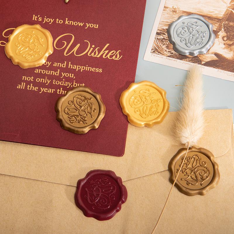 Vintage-Style Sealing Wax Stamp Stickers for Invitations & Greeting Cards