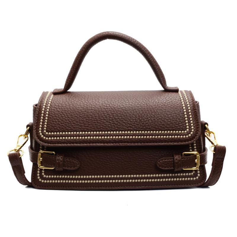 Retro fashion simple texture handbag spring new versatile shoulder messenger bag small square bag women