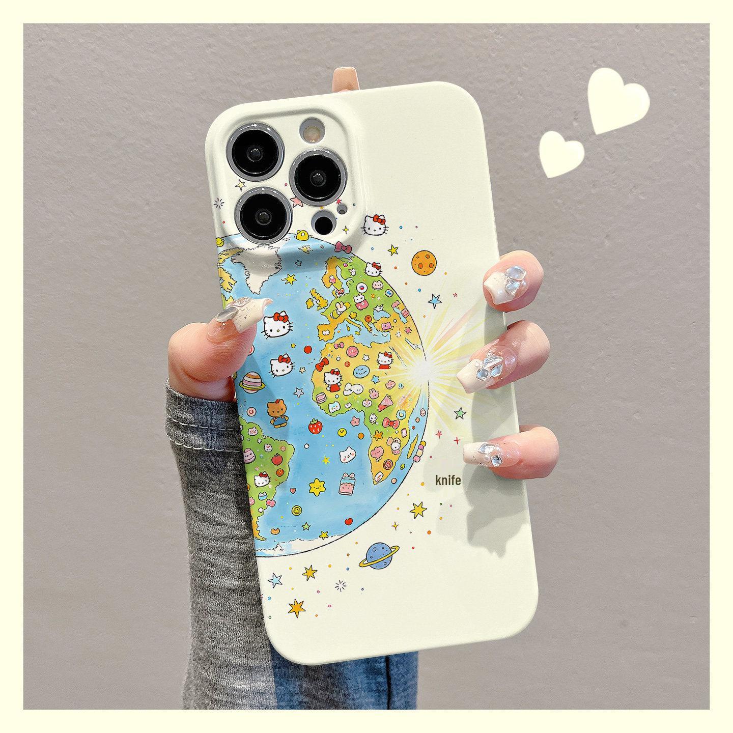 

Planet Cat Creative Cartoon Phone Case for iPhone 17 Pro Max, 16, 15, 14 iPhone 11 (Flat Edge)
