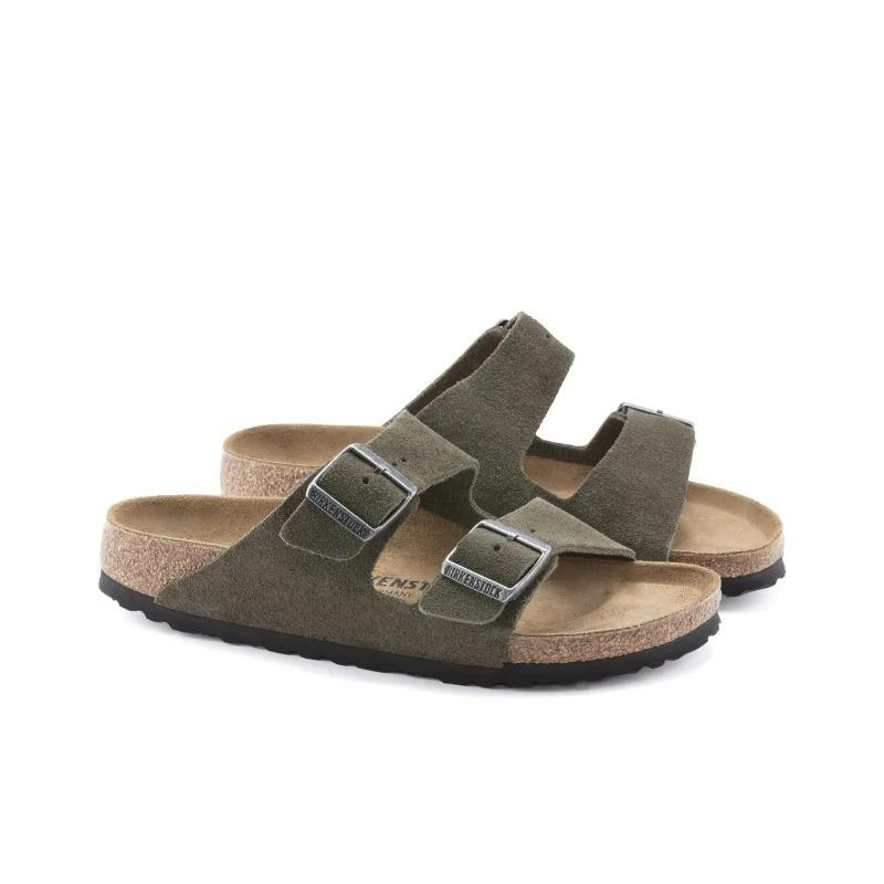 Birkenstock Arizona Unisex Suede Open Toe Comfort Sandals Green Wide Fit 1025070 42