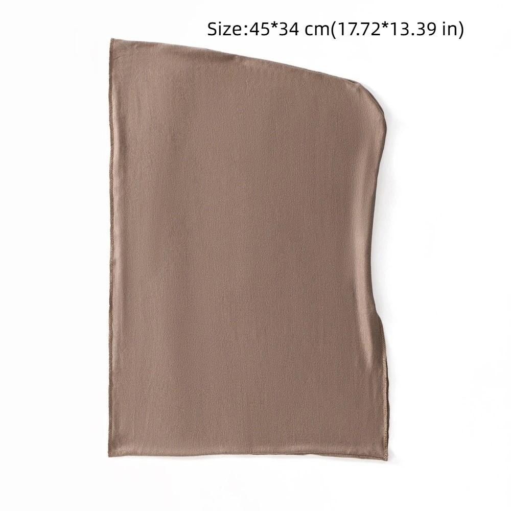 New Elastic Instant Hijab Hat Long Tail Satin Cotton Muslim Underscarf Pleated Solid Color Square Headscarf Muslim Women