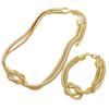 Fashion Double Layer Knot Necklace And Bracelet For Women Gold Color Snake Chain Choker Twisted Chunky Jewelry Set