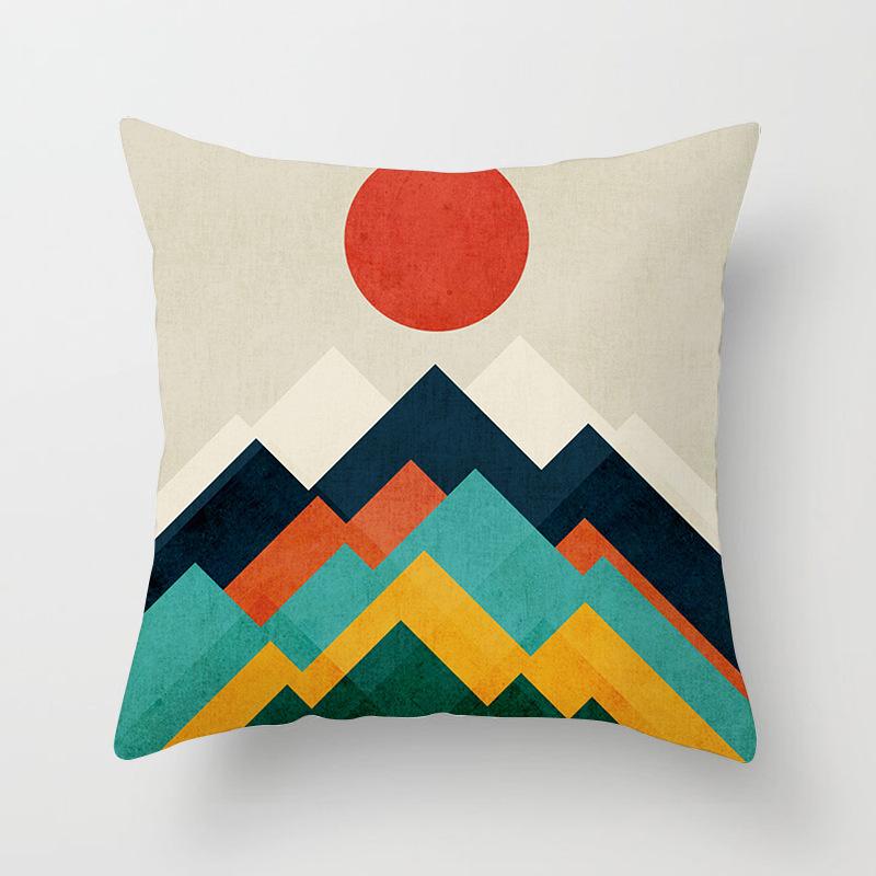 Car Waist Pillow Sofa Pillow Case Cartoon Sunrise Pattern Car Cushion Pillow Soft