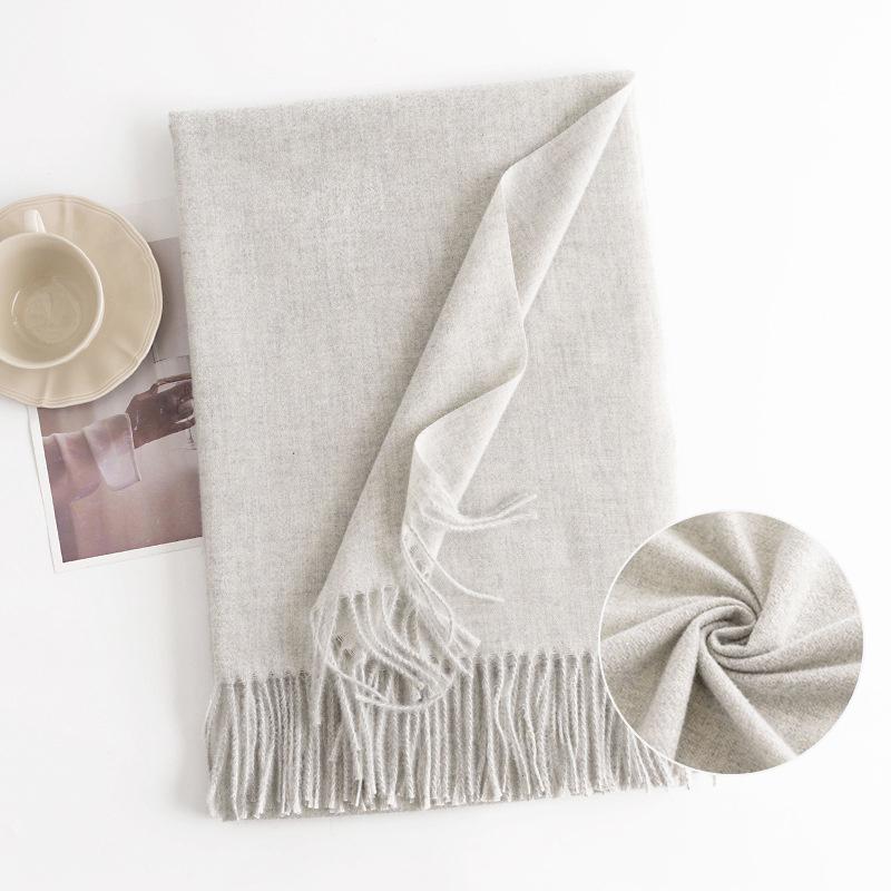 Kaschmirschals für Damen Winterstolen Warme Wickeltücher Damen-Pashmina Einfarbige Decken-Schals Nacken-Kopfband Hijabs Stolen white