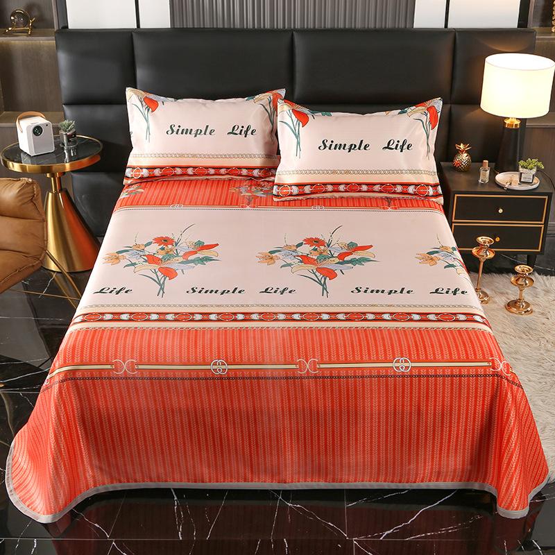 Eisseidenmatte Dreiteiliges Set Maschinenwaschbare Faltmatte Sommer Klimaanlagenmatte Haushalts-Rattanmatte Bettzeug