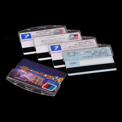1Pc Horizontal Half Card Badge Holder For Swipe Id Cards Frosted Rigid