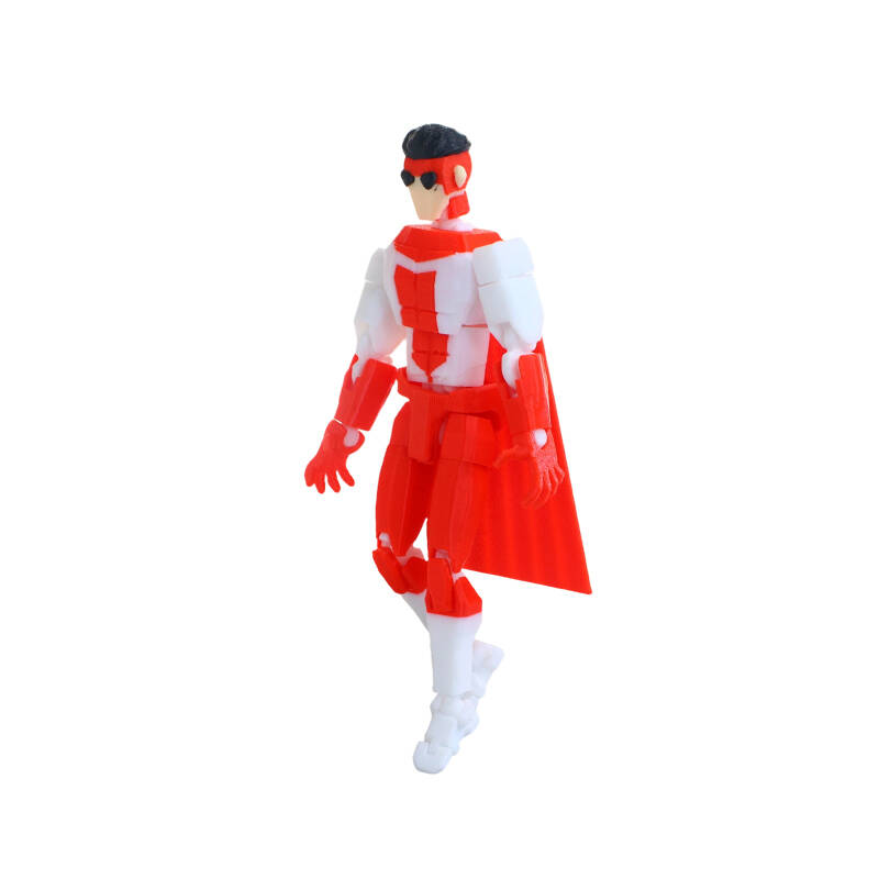 3D Tištěná kloubová akční figurka Invincible Mark Vícekloubový pohyblivý model Sběratelská hračka Pruhovaný design 13 cm