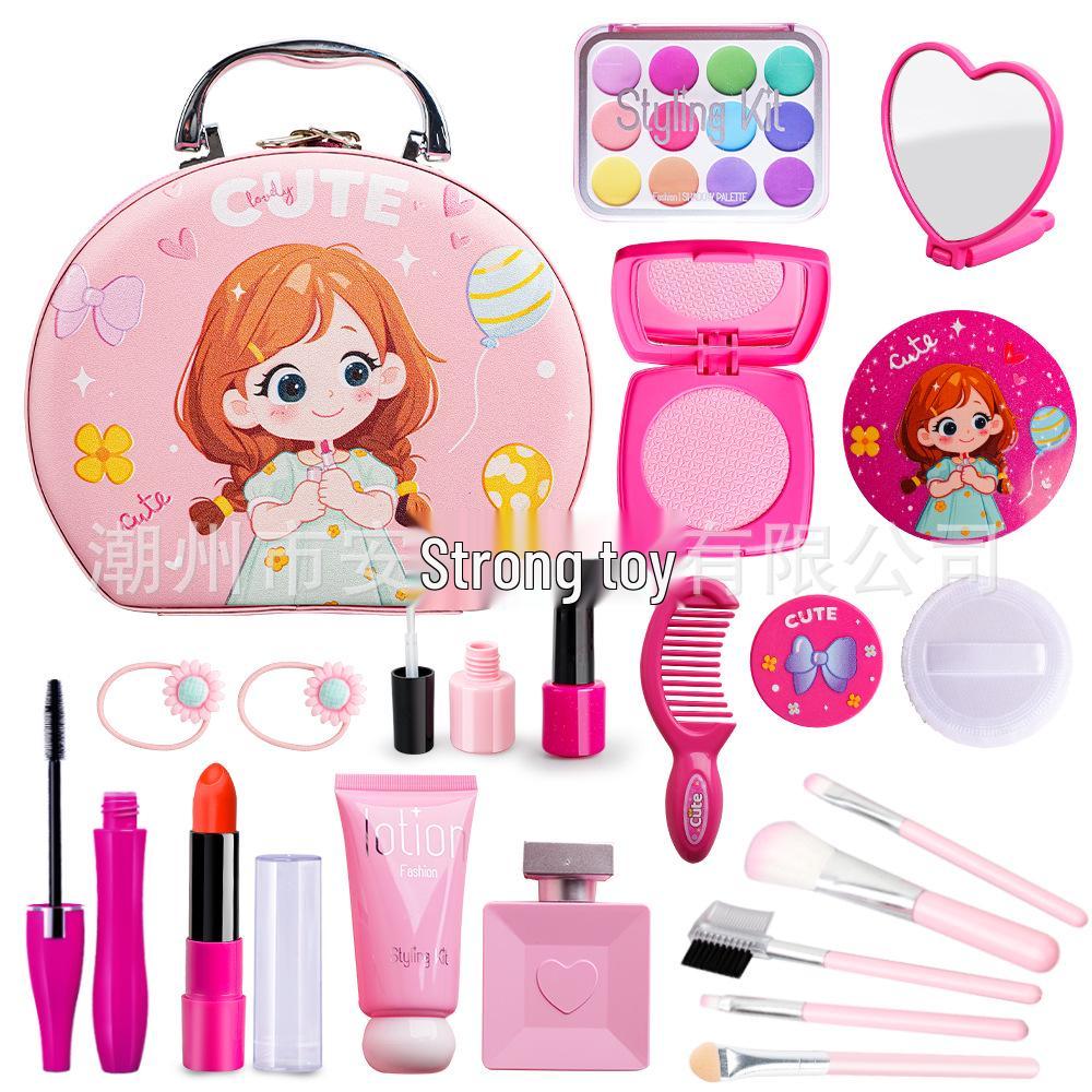 Zestaw do makijażu dla dzieci – Zestaw do odgrywania ról księżniczki – Kolorowe akcesoria kosmetyczne i torebka na toaletkę
