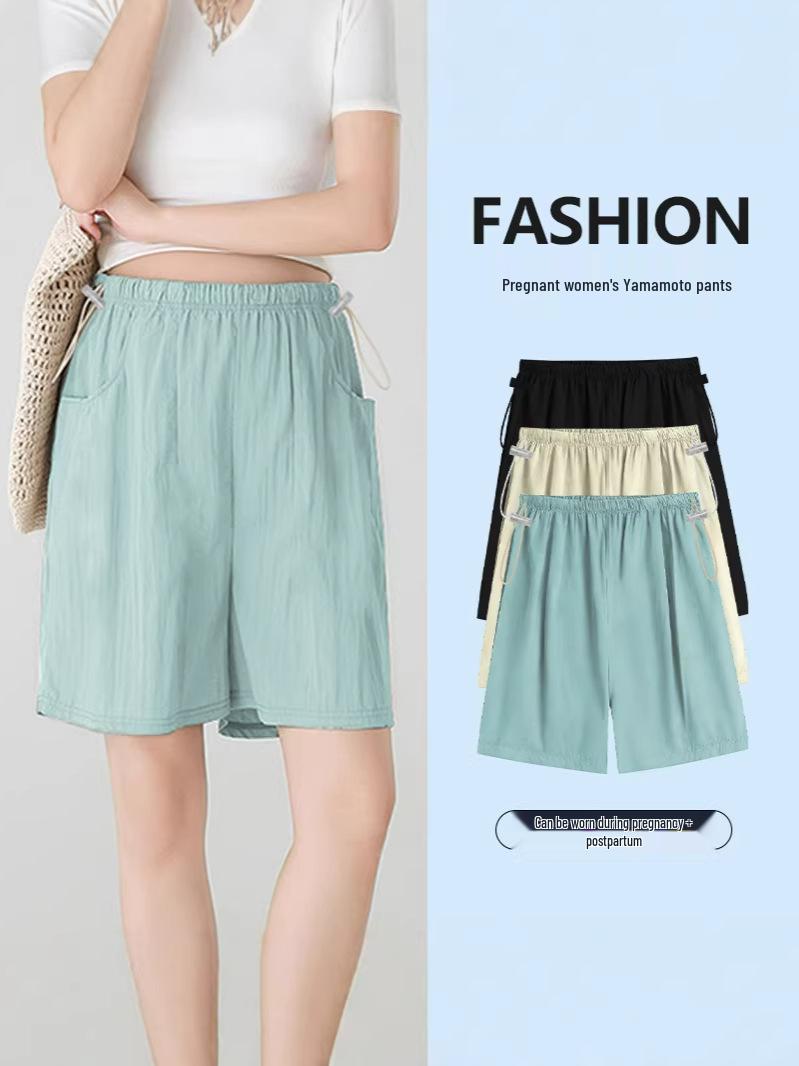 Breathable Maternity Wide-Leg Shorts - Summer Style, Loose Fit, Plus Size 2XL (150-180 kg) чёрный