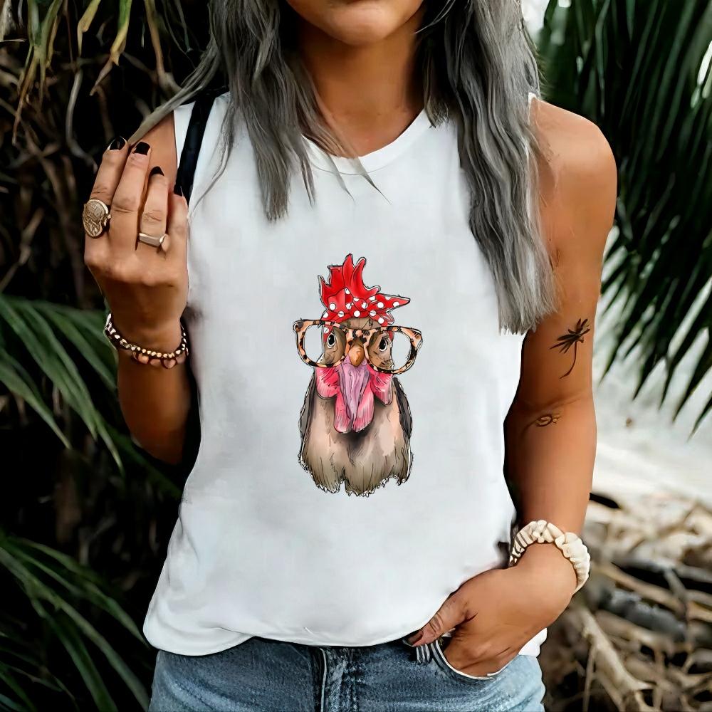 

Women s clothing, new printed sleeveless T-shirts, summer and spring casual loose sleeveless tops, daily street tops, clothing sets 5XL