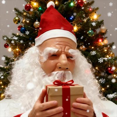 Máscara de Anciano de Barba Blanca de Navidad Máscara de Disfraz de Fiesta de Navidad Tocado de Papá Noel Nueva Máscara de Látex de Papá Noel de Navidad