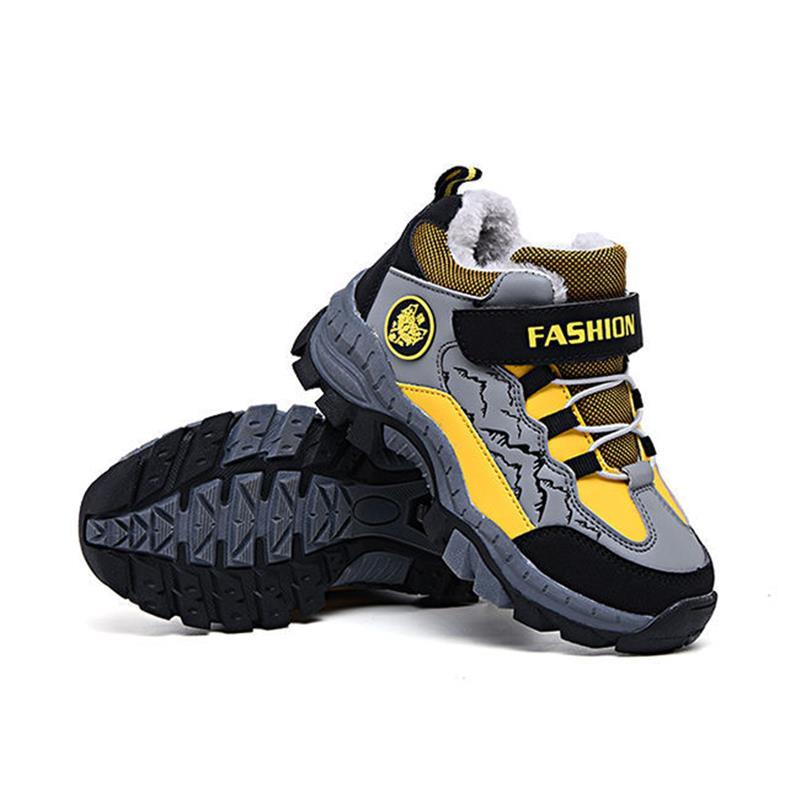 

Зимние детские зимние ботинки для мальчиков и девочек, модная водонепроницаемая теплая обувь, детские толстые нескользящие зимние ботинки средней высоты 40 жёлтый