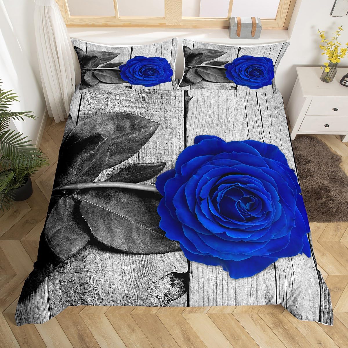 

Red Rose Duvet Cover Romantic Floral Bedding Set for Women Girls Couple Valentine s Day Love Hearts Flower Comforter Cover King EU Single(135x200cm)