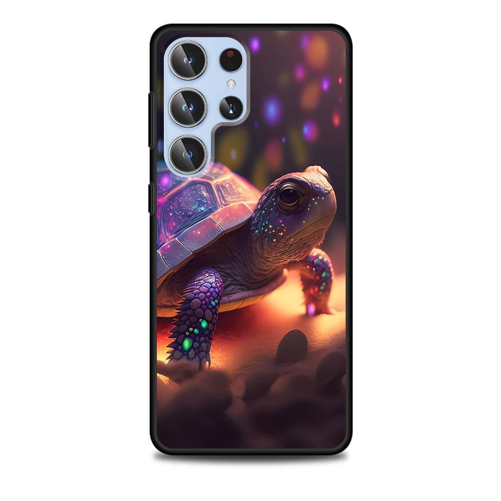Schattige Kleine Schildpad Luxe Hoesje voor Samsung Galaxy S23 S21 S20 FE S24 S22 Ultra S10 S10e S9 Plus Zacht Zwart TPU Telefoonhoesje