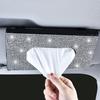 Car Visor Tissue Box Leather Seat Seat Back Rhinestone Tissue Clip Creative Fashion Female Rhinestone Car Paper Box