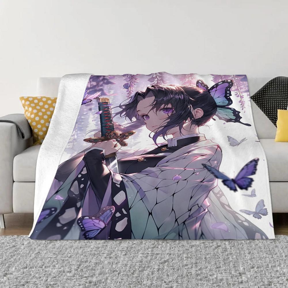 Kochou Shinobu Fluffy Soft Blankets for Decorative Sofa Blanket Knitted Plaid Home and Decoration Microfiber Bedding Beach Towel