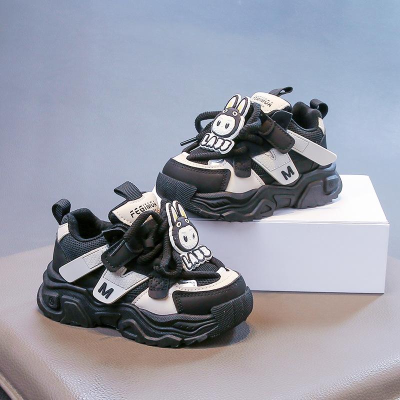 Girls Korean Style Sports Shoes Leather Waterproof Dad Shoes Children's Casual Running Shoes