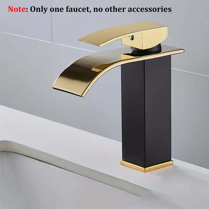 New Luxury Black White Gold Waterfall Faucet Hot and Cold Dual Control Stainless Steel Alloy Finish Suitable for Bathroom Sink