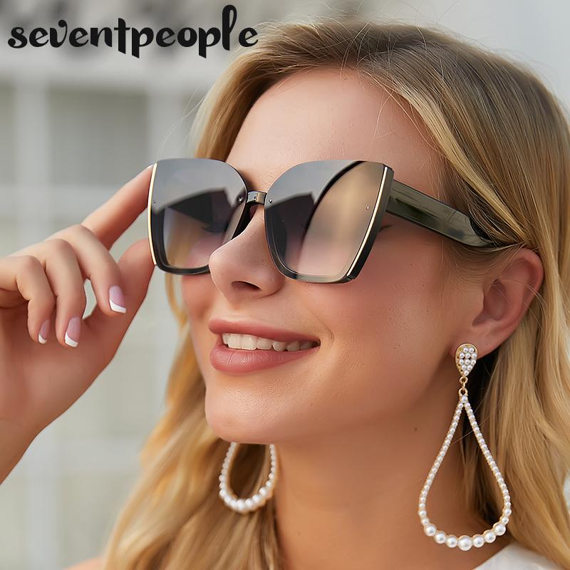 Oversized Cat Eye Sunglasses Women Big Frame  Luxury Brand Fashion Square Sun Glasses for Ladies Retro Trendy Cateye Eyewear