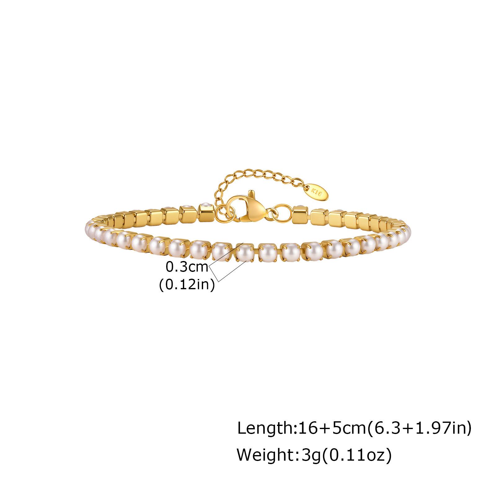 

Elegant Temperament Women S Stainless Steel Imitation Pearl Chain Necklace Bracelet 2757