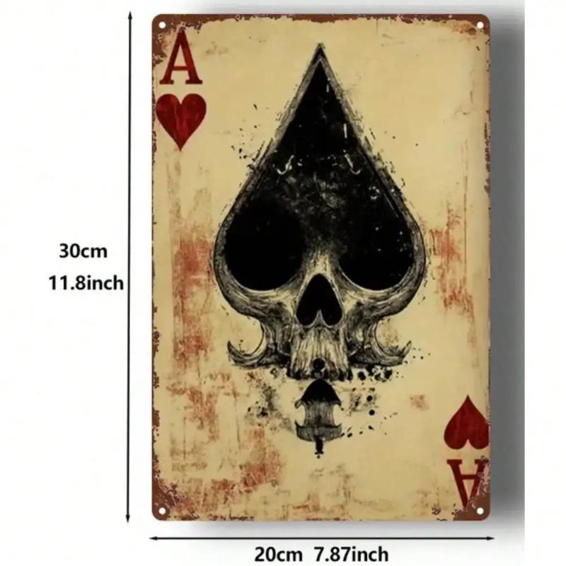 Gothic Skull Spade Metal Wall Art Vintage Playing Card Decor Man Cave Gift