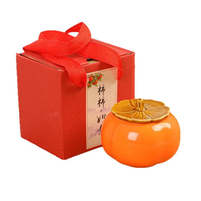 Persimmon Ruyi jar ceramic persimmon hi jar storage tea jar wedding gift sugar jar creative souvenir