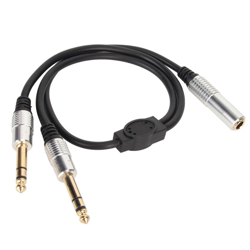Plug and Play 6.35mm 1 To 2 Y Splitter Cable 1.6ft Speaker Y Extension Cable  Audio Equipment