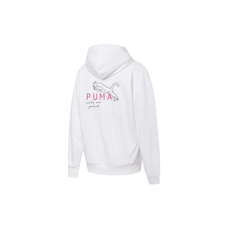 (WMNS) PUMA Hoody Logo Printing Sports Drawstring Hoodie White Women s 534417-02 L